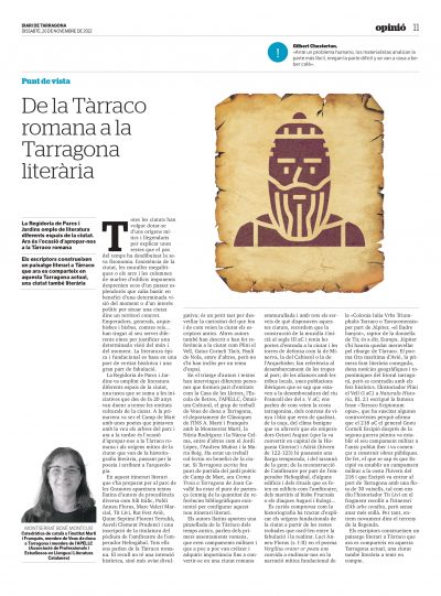 Article de Montserrat Bové Montcusí “De la Tàrraco romana a la Tarragona literària” 